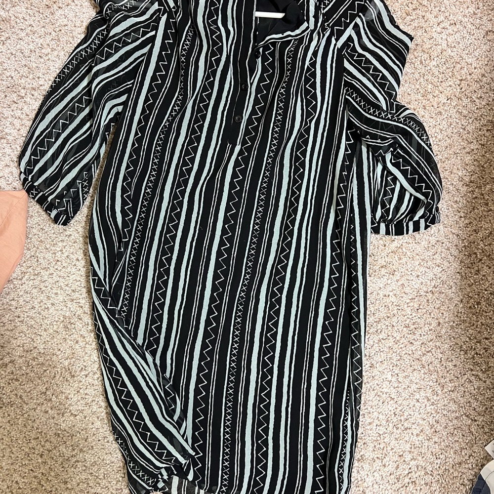 Black and White Striped Women's Dress